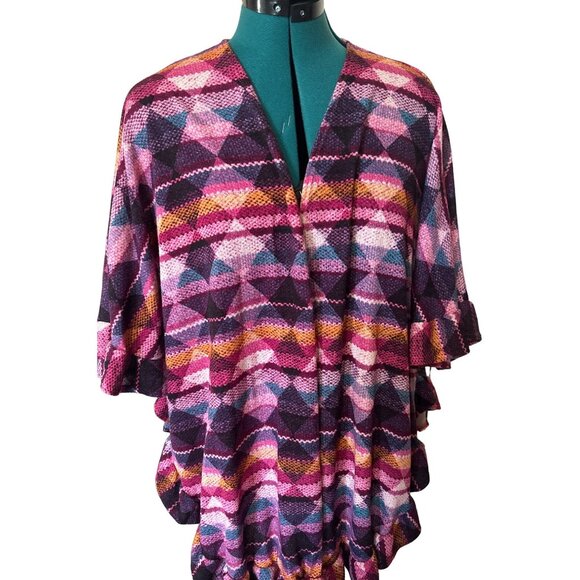 Heimish U.S.A. Open Front Knit Top High Low Stretch Polyester Blend Women Size L - Picture 1 of 14